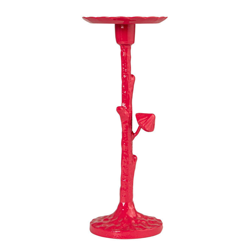 Cast Metal Twig Taper/Candle Holder With Mushrooms