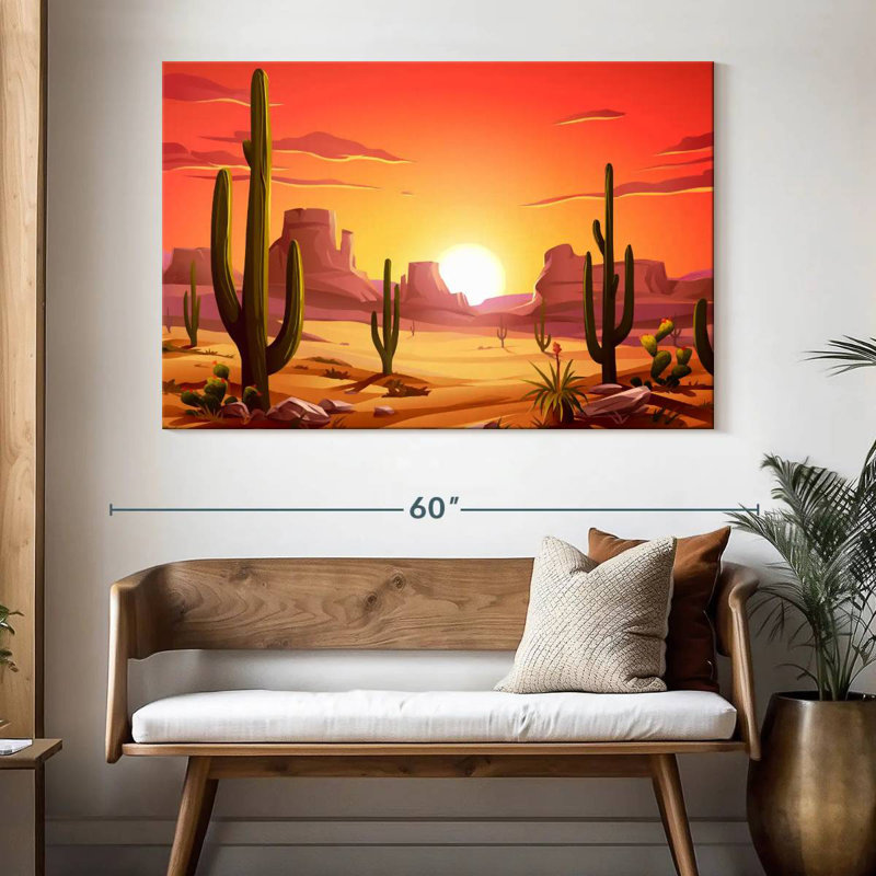 Alvord Cactus Desert Sundown, 34" H x 51" W