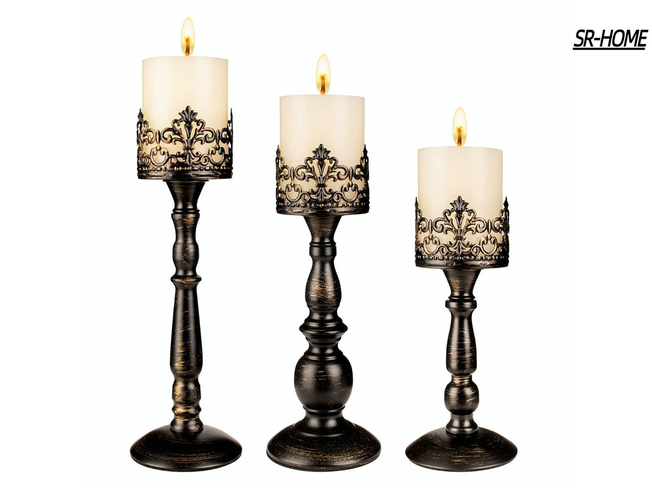 5 Arms Candelabra, 10.4 Inch Tall Black Candlestick Holder, Gothic