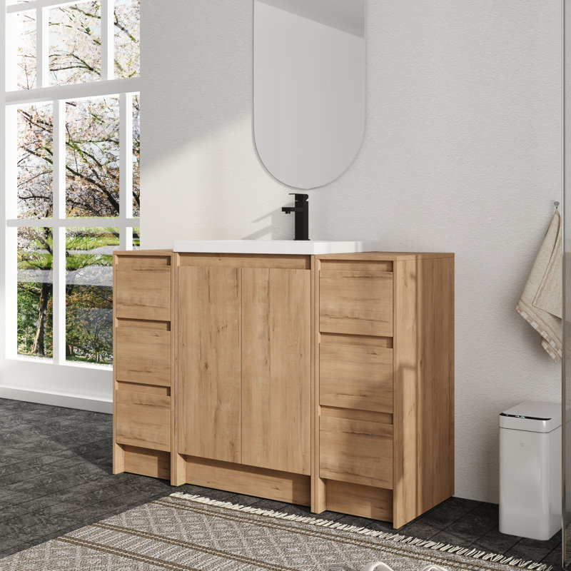 Meuble-lavabo sur pied simple 48 po avec plateau en résine Vowar, 48"