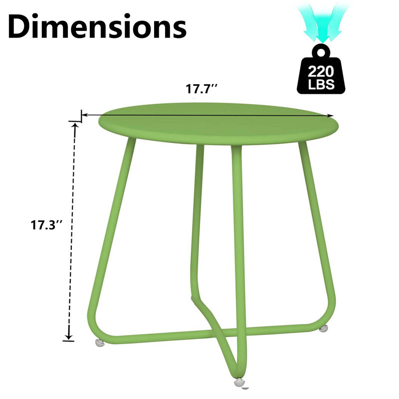 Tables d'appoint rondes en métal, Vert
