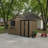 10x8 FT Outdoor Metal Storage Shed with Window & Flower Rack, Lockable Double Doors Tool Shed, Waterproof Weatherproof Garden Shed for Backyard Patio,  Brown Black