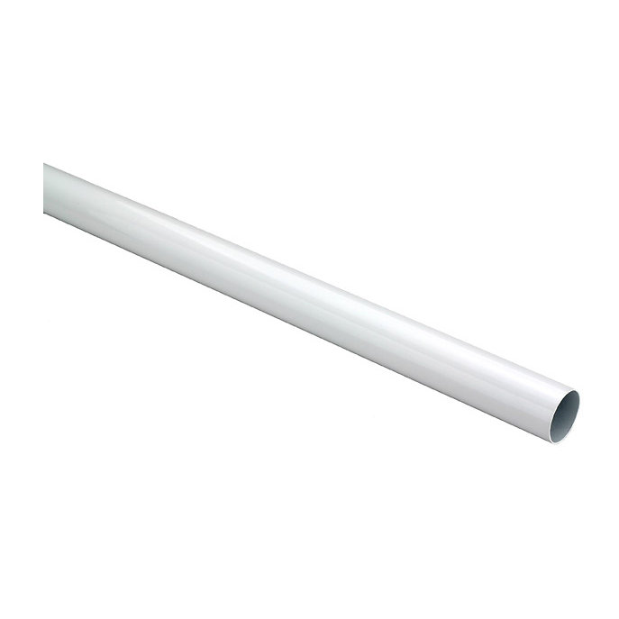 Tringle pour garde-robe l 72 po , Acier thermolaqué blanc