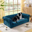 Élégant lit pour animaux de compagnie rectangulaire pour chiens grands et surdimensionnés, canapé-lit surélevé durable, canapé pour chien confortable, canapé pour chien en tissu de lin moderne et tendance - Bleu foncé-1395296326