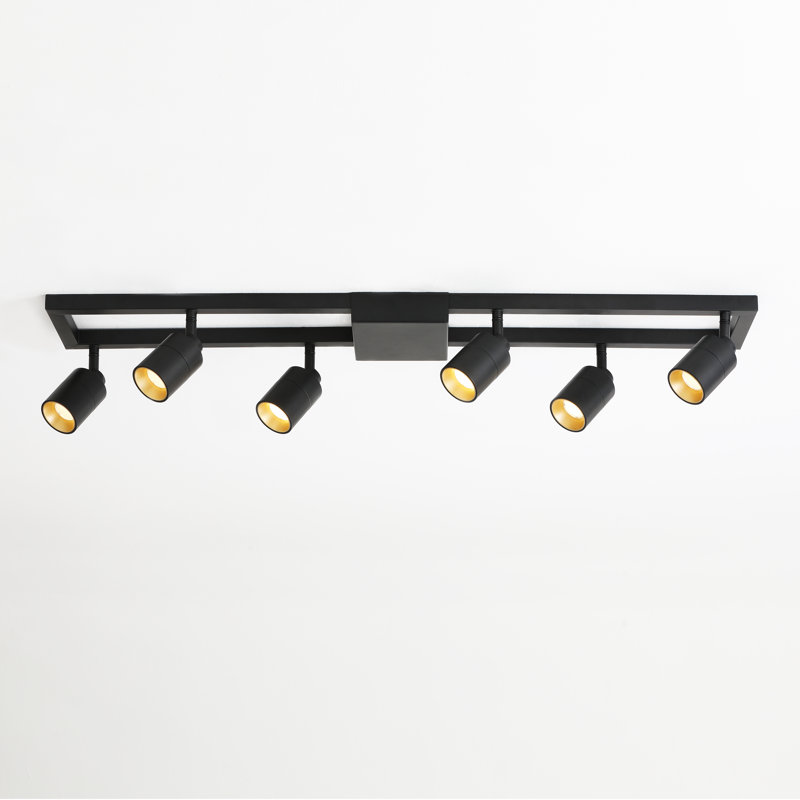 Shura Light Square Ceiling Light With Rotatable Heads, Integrated LED Bulbs, Flush Mount, 3000K, 1820 Lmn, Black