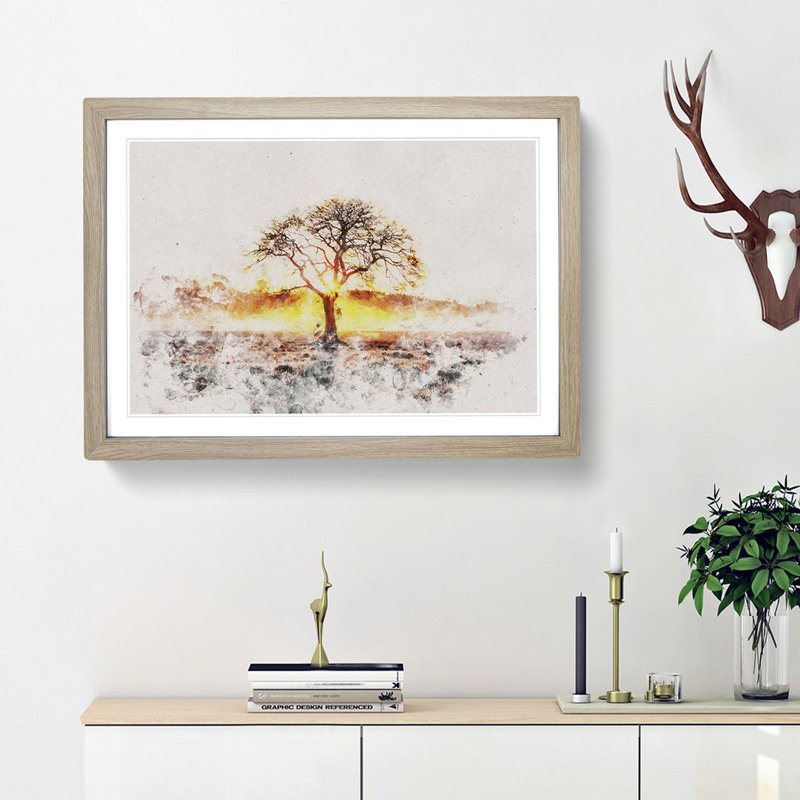 Sunlight Through the Oak Tree - Picture Frame Graphic Art Print, Oak Framed, 33cm H x 45cm W x 2cm D