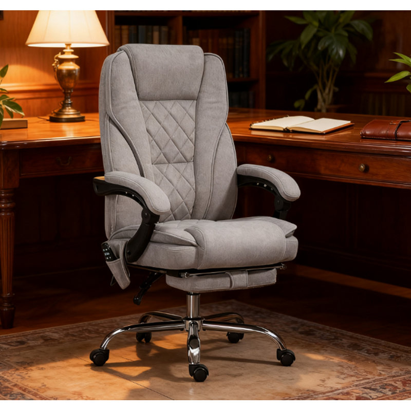 Heated Reclining Chair,Massage Office Chair With Adjustable Height,Footrest