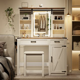 Polett Makeup Vanity With Sliding LED Mirror and Outlets
