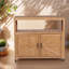 Ensemble de table de bar en bois avec rangement, design à lattes élégant pour une utilisation intérieure et extérieure