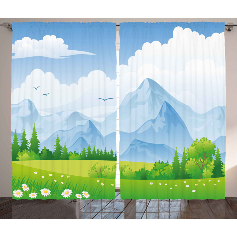 Meadow Semi-Sheer Rod Pocket Curtain Panels, 54" W x 90" L