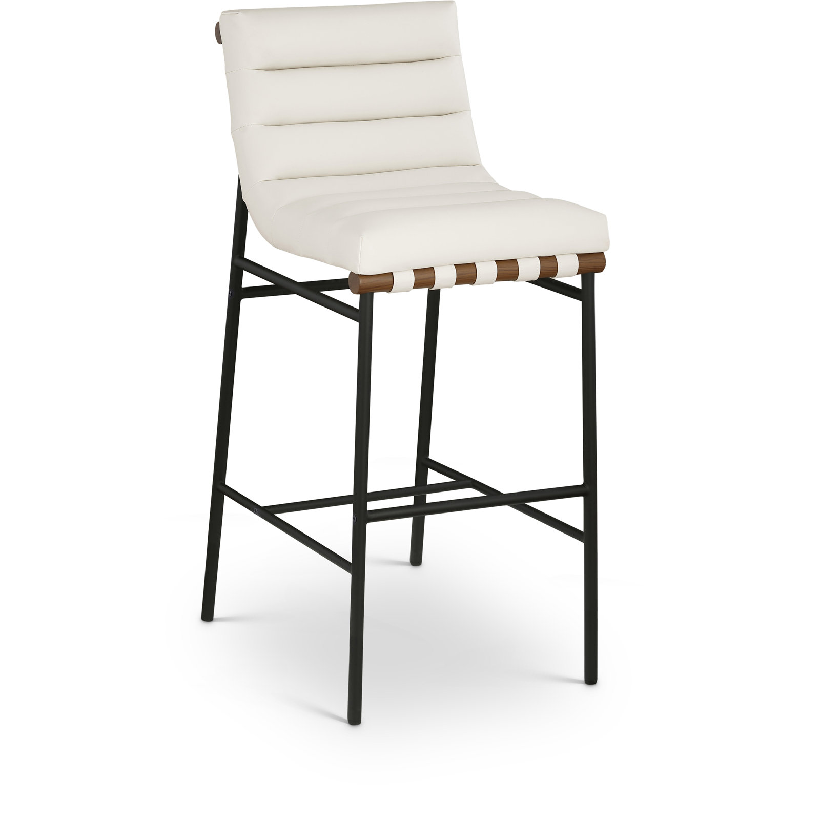 " Bar Stool, Soft Cream Faux Leather, Bar Stool (29.9" Seat Height)