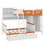 Lit superposé simple en bois simple avec placard, tiroirs, étagères et éclairage à DEL