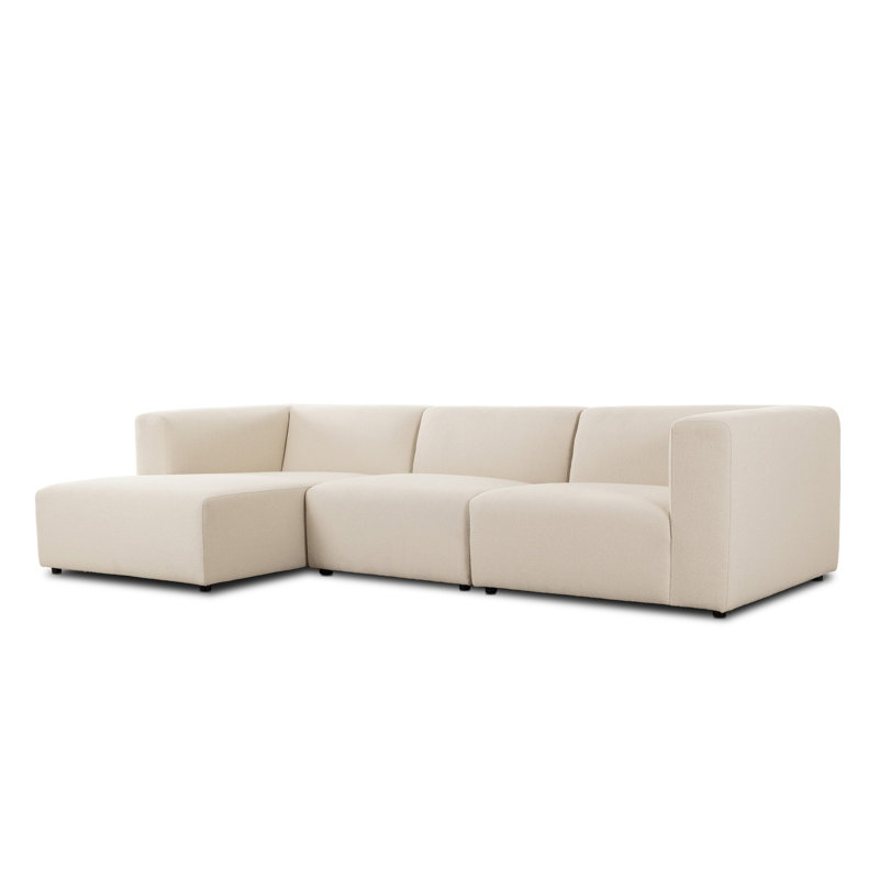 Lawndale 3PC LAF Sectional-Saxon Charcoal, Left Hand Facing, Fayette Cloud Polyester Blend