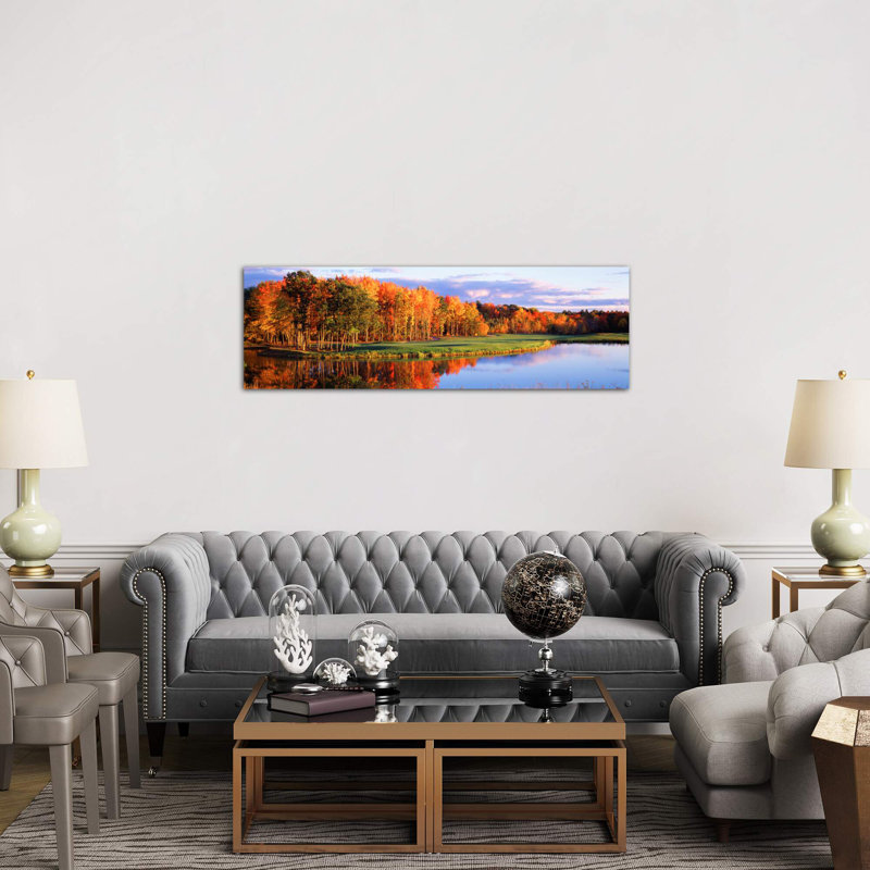 Autumn Golf Course Landscape, New England, Usa by Panoramic Images - Wrapped Canvas Panoramic Print