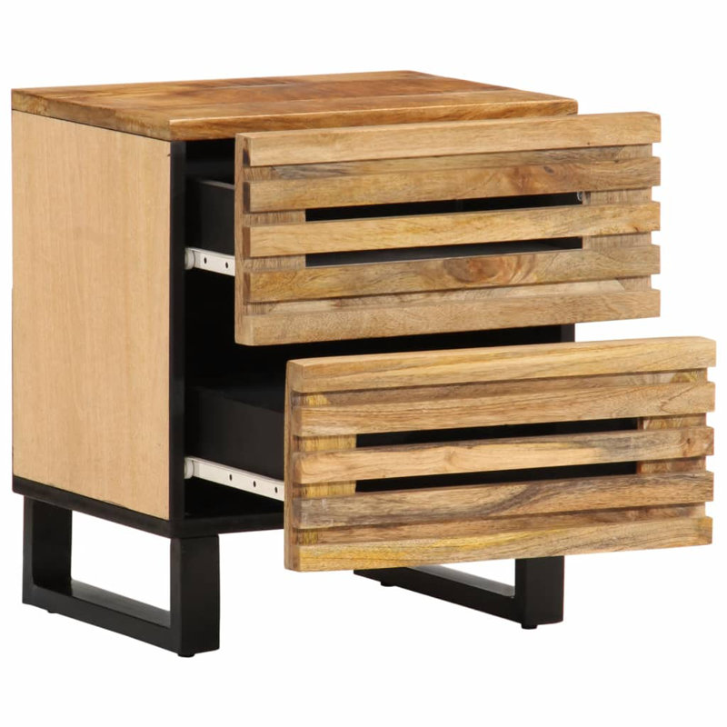 40cm W Steel Bedside Table, Natural