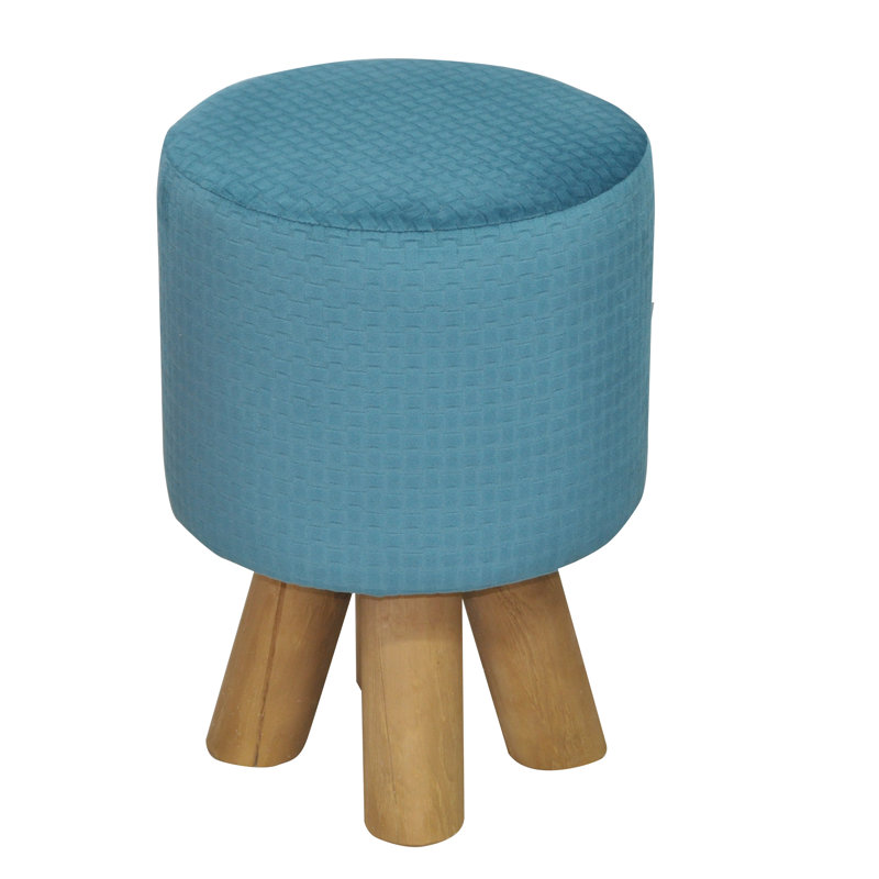 Kivi Solid Wood Accent Stool, Blue