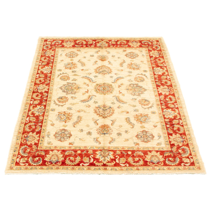 Tapis décoratif en laine de conception unique 5 pi 1 po x 7 pi 9 po noué à la main New Age