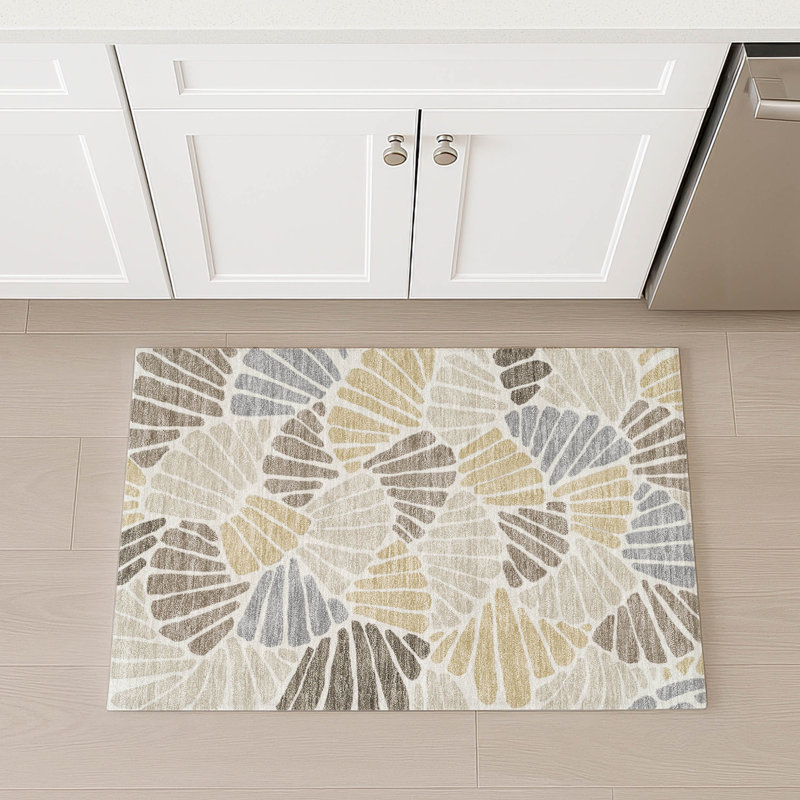 Machine Washable Indoor/Outdoor Jozwiak ACN2384 Floral Rug, Rectangle 1'8" x 2'6"