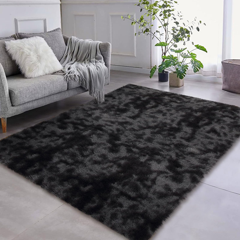 Tapis moelleux pour tapis de chambre à coucher à poil long doux et teinté à la mode, Rectangle 10 pi x 13 pi