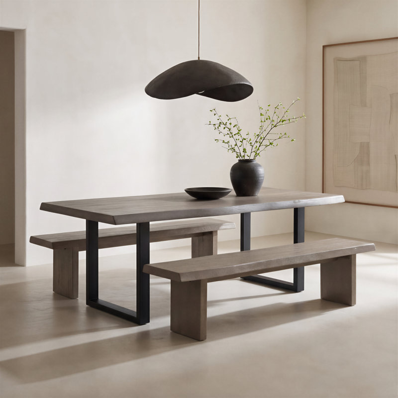 Table de salle à manger Colin, H 29,75 po x L 92 po x l 40 po, Gris sablé, Noir