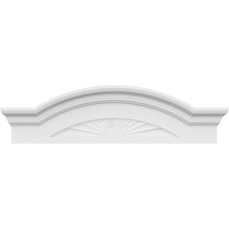 30"W x 8-1/2"H x 2-1/2"P Segment Arch W/ Flankers Sunburst Architectural Grade PVC Pediment, 8-1/2" H  x 30" W  x  2-1/2" D