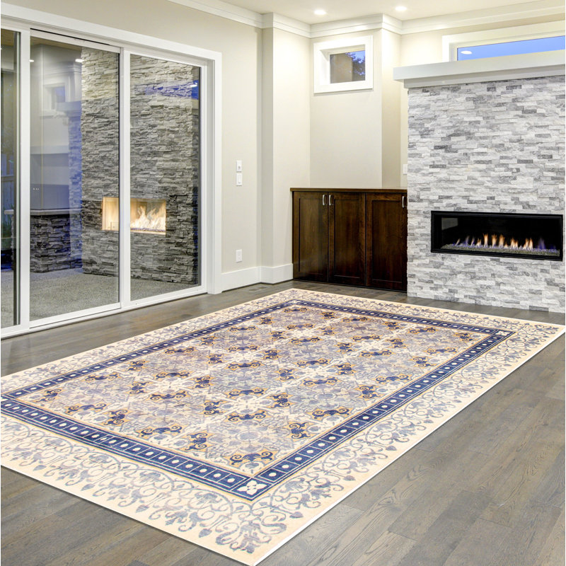 Tapis unique en laine noué à la main ivoire 7 pi 11 po x 10 pi 1 po New Lahore Decole Decole