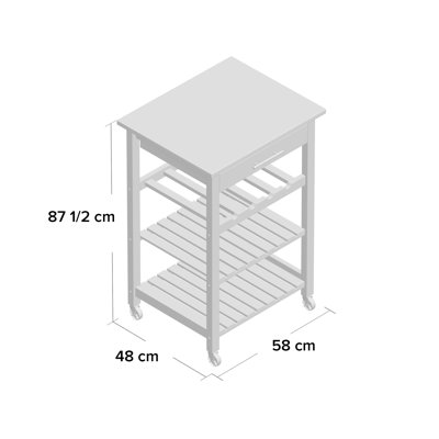 Lazro Solid Wood Top Kitchen Cart