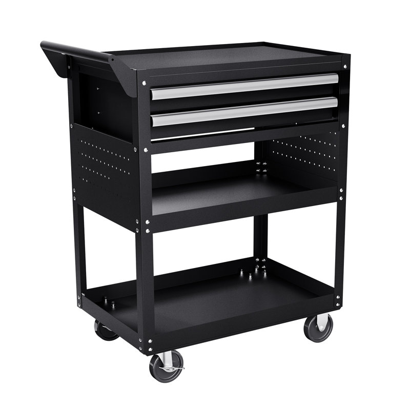 Chariot de travail sur roulettes à 5 niveaux sur roulettes 400 lb avec tiroir et panneau perforé
