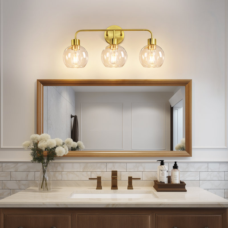 3-Light Dimmable Gold Vanity Light