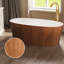Baignoire de trempage autoportante à surface solide de 63 po - Extérieur blanc grain de bois avec appui-tête intégré