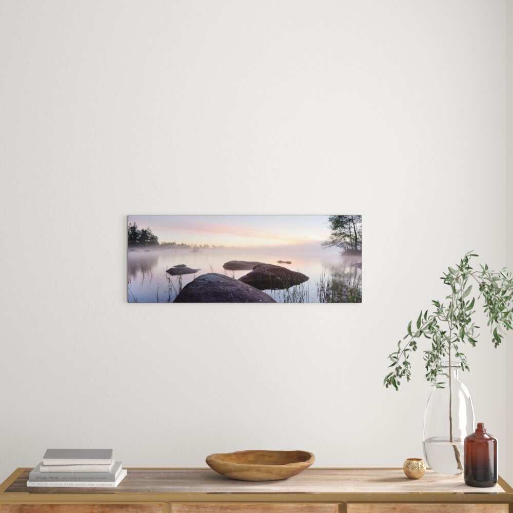 Glasbild Morning Mist, Kunstdruck