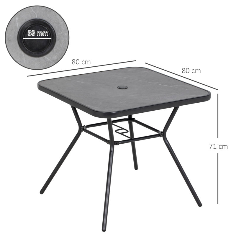 Neosha Square Metal Outdoor Bistro Table With Umbrella Hole , 80cm cm W 80cm cm D
