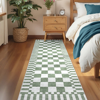 Tapis lavable à la machine à motif géométrique avec envers antidérapant pour salon Facile à nettoyer et sans perte de poils