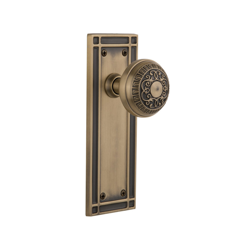 Plaque de mission avec bouton de porte Egg & Dart, Laiton antique