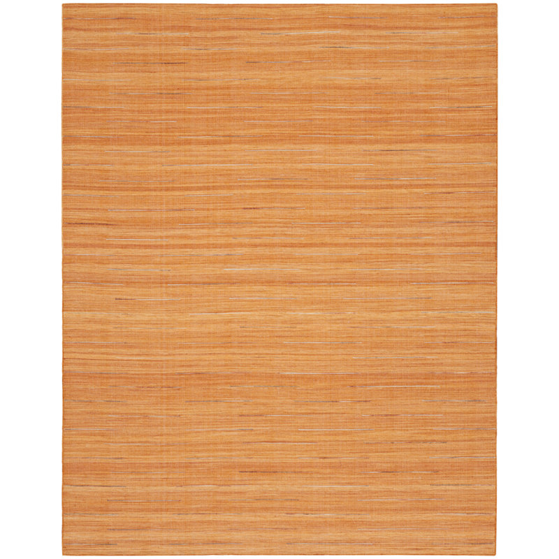 Anerinda Solid Hand Loomed Wool/Cotton Area Rug in Orange, Rectangle 10' x 14'