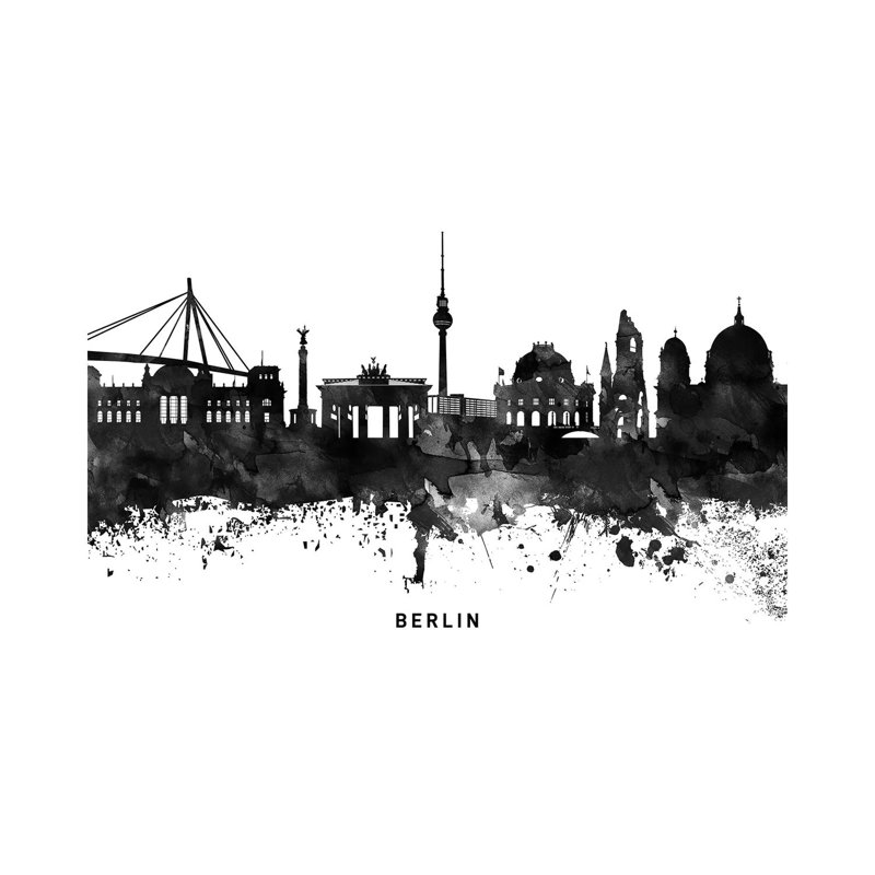 Berlin Skyline Black & White by WallDecorAddict - Wrapped Canvas Print, 66.04cm H x 101.6cm W x 1.91cm D