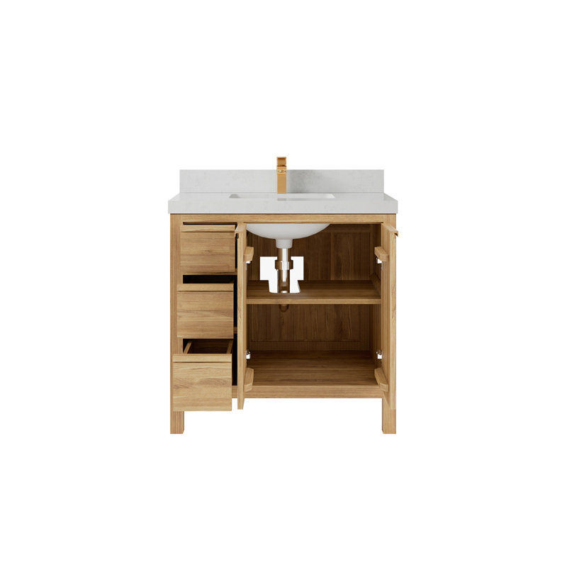 Ensemble de meuble-lavabo simple 36 po, Quartz de Carrare