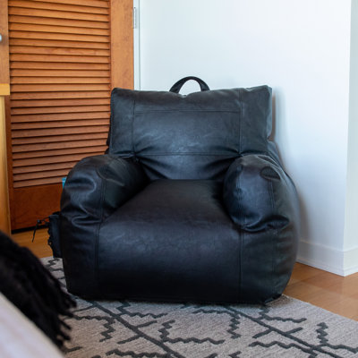 Big Joe Dorm Bean Bag Chair with Drink Holder and Pocket, Durable Polyester