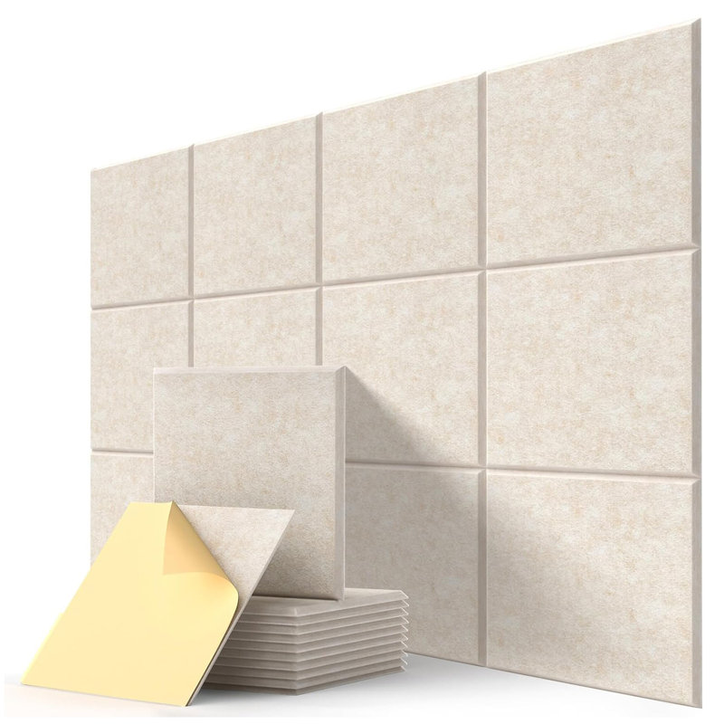 Acoustic Panels 12-Pack Soundproof Wall Panels 12"X12"X0.4" Sound Panels High Density Sound Dampening Panels, Camel