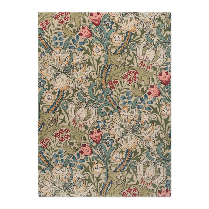 Hand Tufted Wool Floral Area Rug in Mineral, Rectangle 8'2" x 11'6"