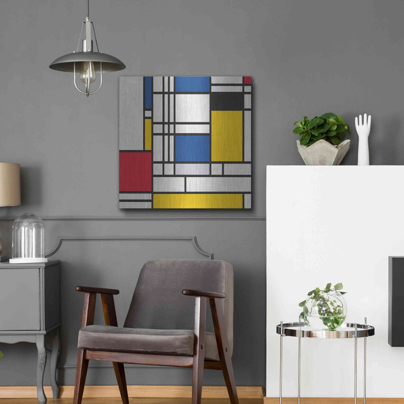 "Mondrian NFT2" par Luxe Metal Portfolio, H 24 po x l 24 po