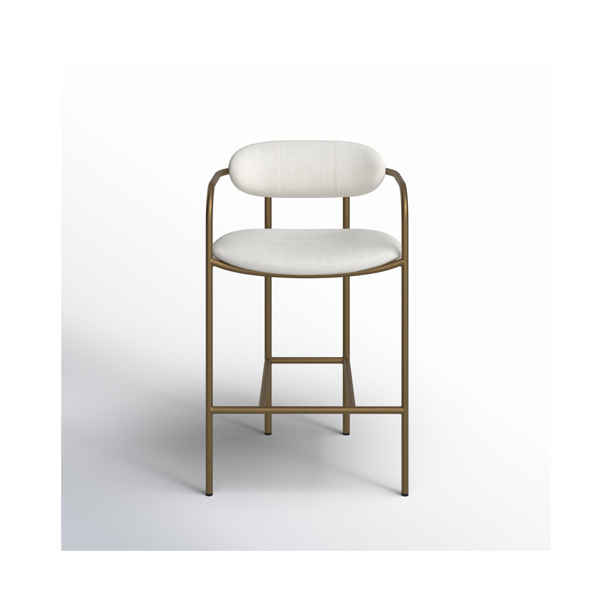 Belarus Fabric Seat Stool, Cream Linen Blend, Antiqued Gold, Bar Stool (30” Seat Height)