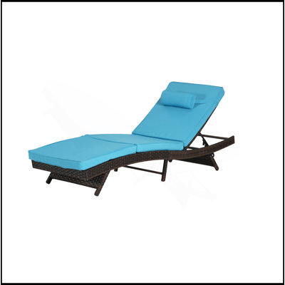 Outdoor Wicker Long Reclining Chair Set Of 2 , Wicker Reclining Lounge Chair Lawn Sunbathing Chairs Recliner Up To 150°  Beach Poolside Garden