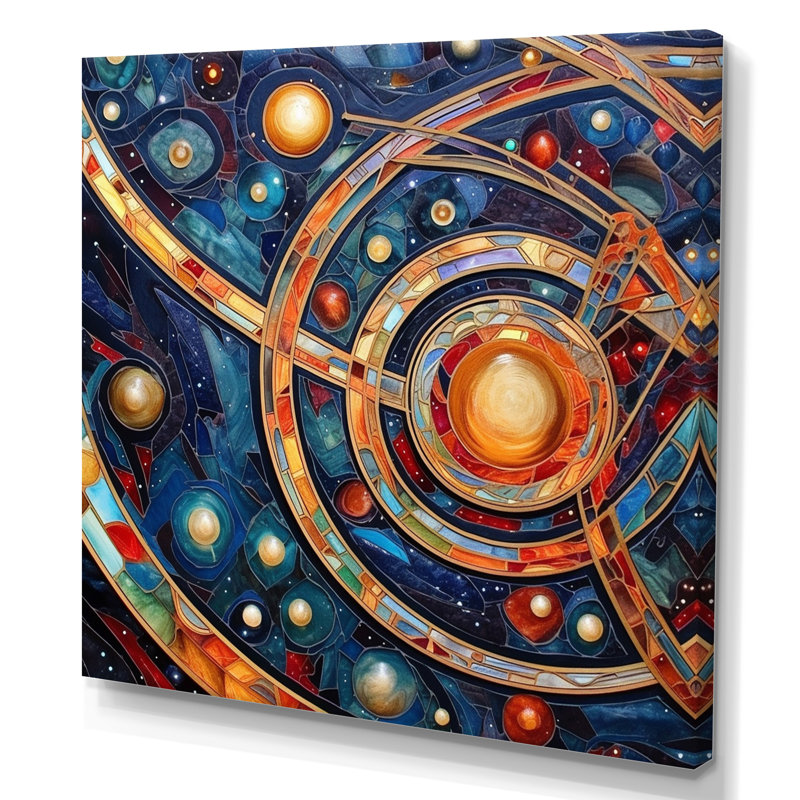 Impression sur toile «Orange Galactic Universe I», H 36 po x l 36 po x P 1,5 po, Toile tendue