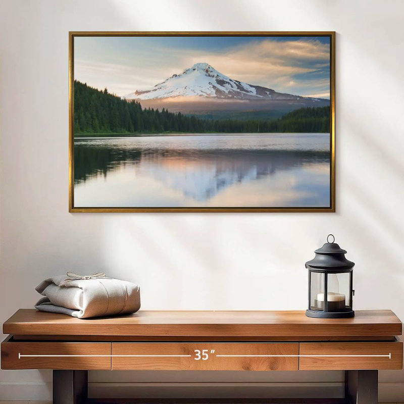 Mount Hood Panorama, 25" X 17", Floating Frame Gold