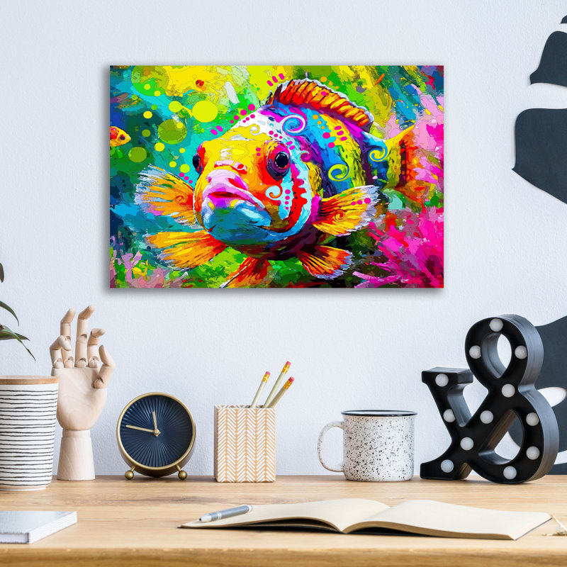 «Le poisson clown pétillant» par Dean Russo, H 12 po x l 16 po x P 0,13 po