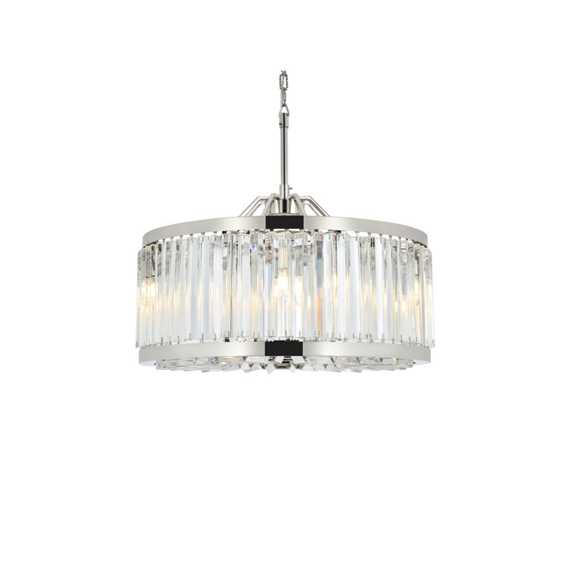 Dorinda 8 - Light Drum Chandelier, Crystal (Clear), Polished Nickel