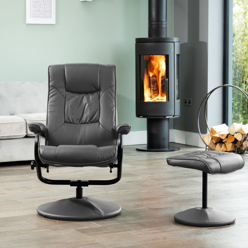 Oundle Swivel Based Based Recliner and Footstool - Cream, Grey