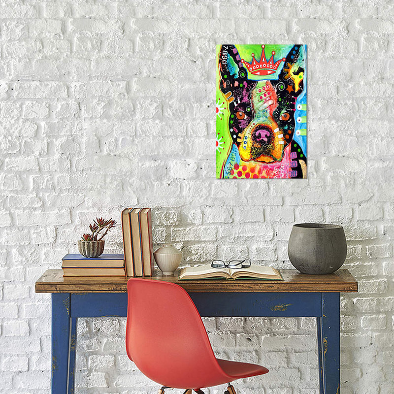 Boston Terrier Crowned by Dean Russo - Wrapped Canvas Print, 66.04 cm H x 45.72 cm W x 3.175 cm D