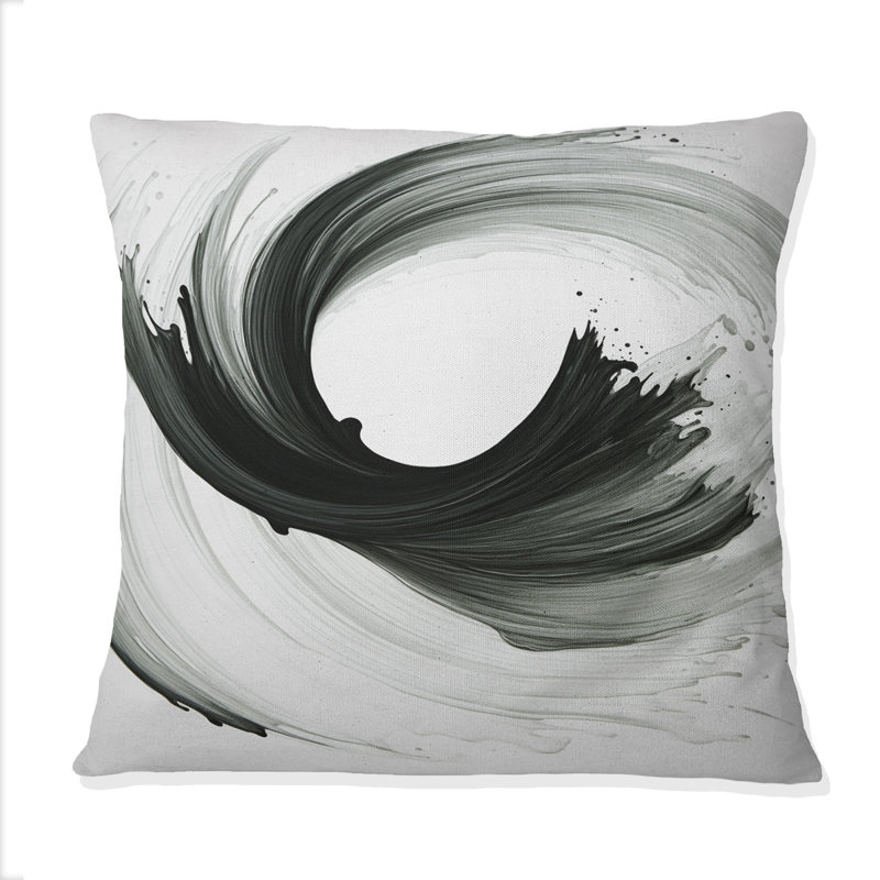 «Essential Being» - Coussin décoratif imprimé abstrait noir et blanc II